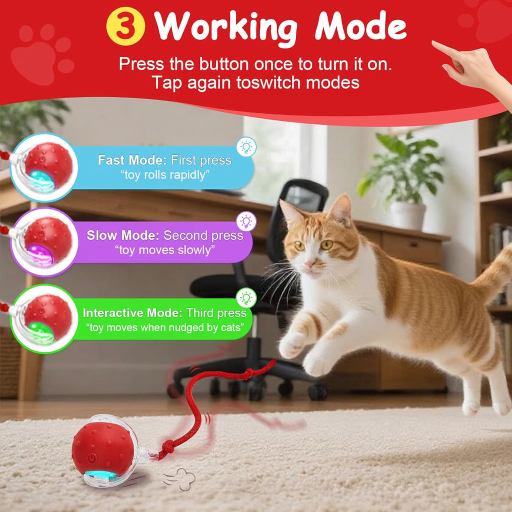Rechargeable Automatic Moving Pet Toy Ball with LED